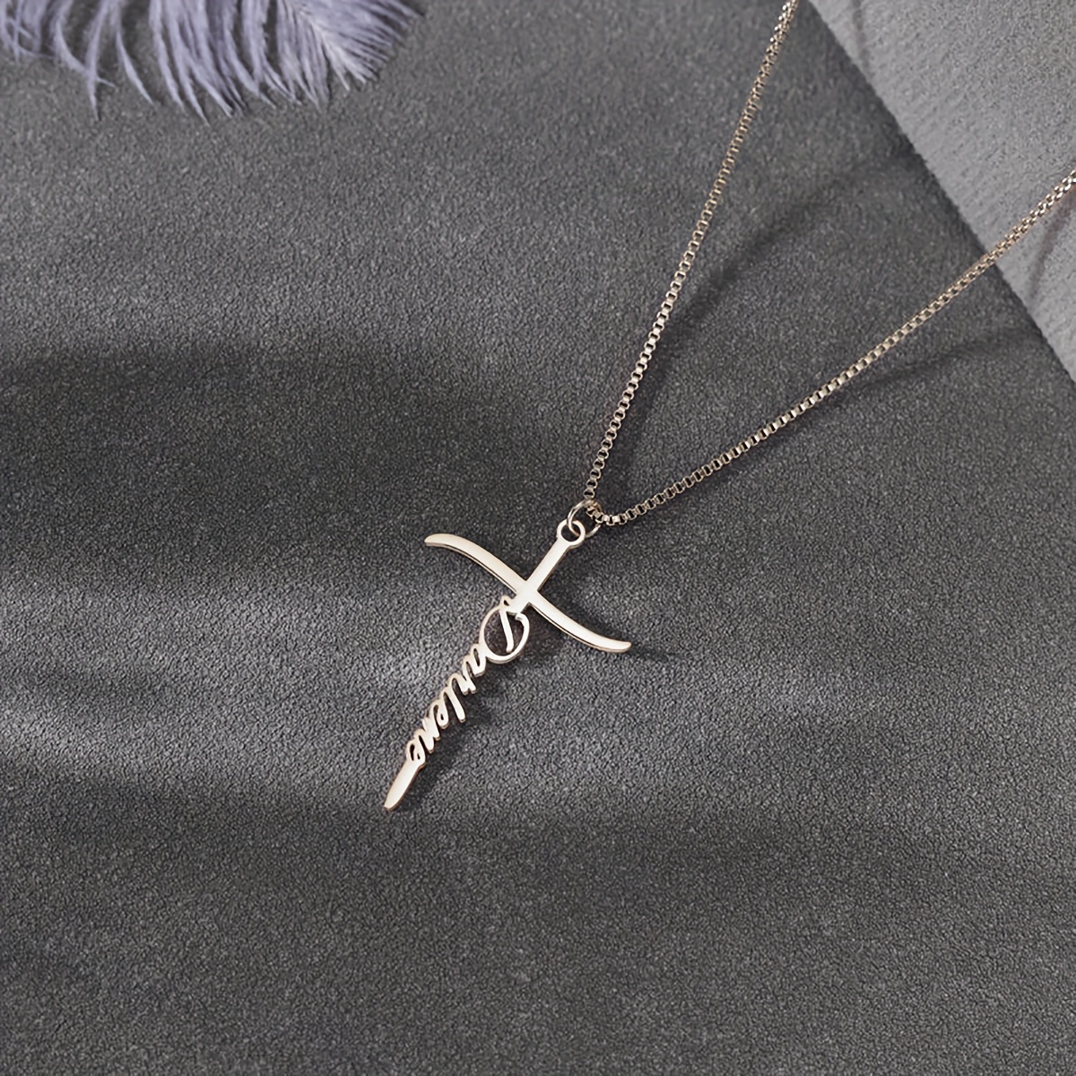 Unisex Personalized Cross Name Necklace in 304L Stainless Steel